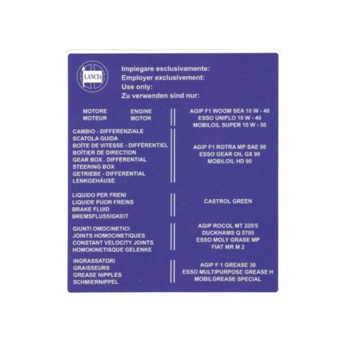 Adesivo Lancia Fulvia 2°serie liquidi