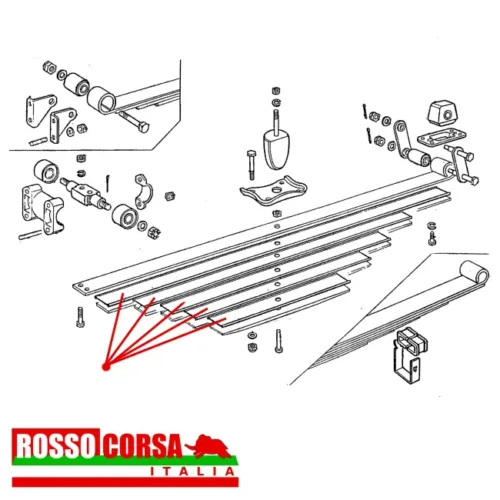 Rear leaf spring polyethylene tape Lancia Fulvia