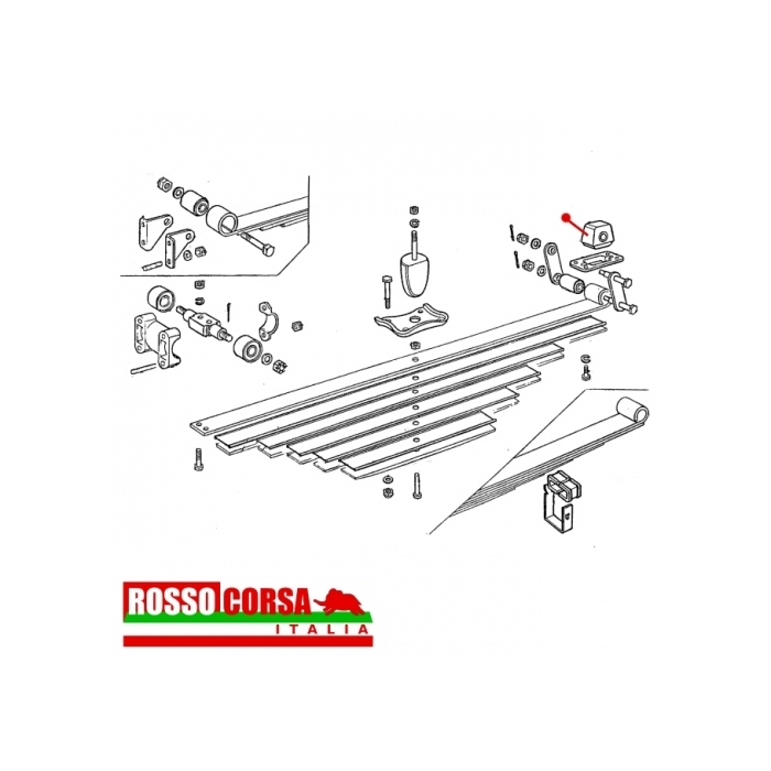 Rear leaf spring rear support silent-block Fulvia - Image 3