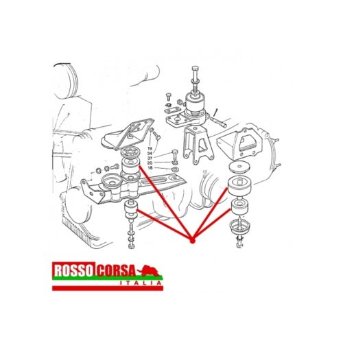 Tamponi gomma dura supporto motore e cambio