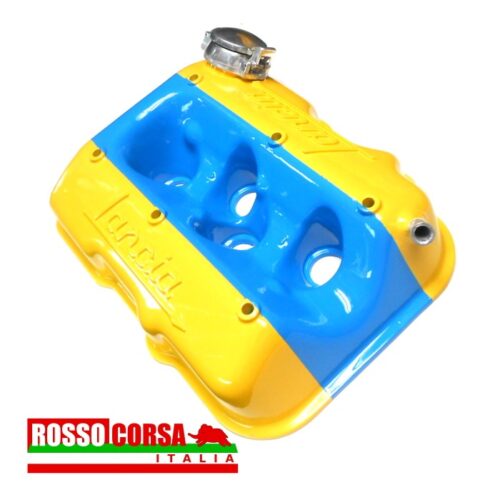 Lancia Fulvia coperchio punterie con tappo rabbocco olio – giallo-blu