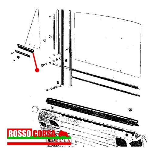 Guarnizione vetro fisso porta sinistra Fulvia Coupè