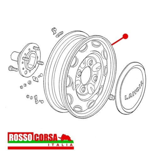 Lancia Fulvia 1°serie cerchio in lamiera 4 ½ J x 14