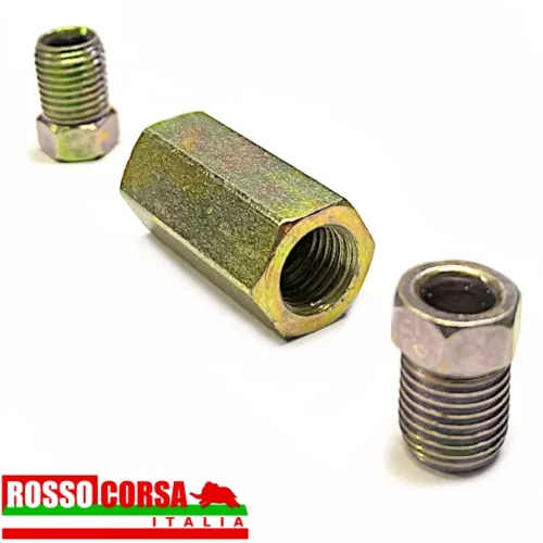 Union and repair fitting for hard brake lines on the Lancia Fulvia. Joining the lines requires access to tube flanging equipment