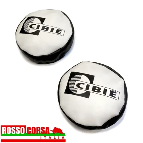 Coppia coperture finta pelle fari Cibié Oscar. Diametro 180 mm.